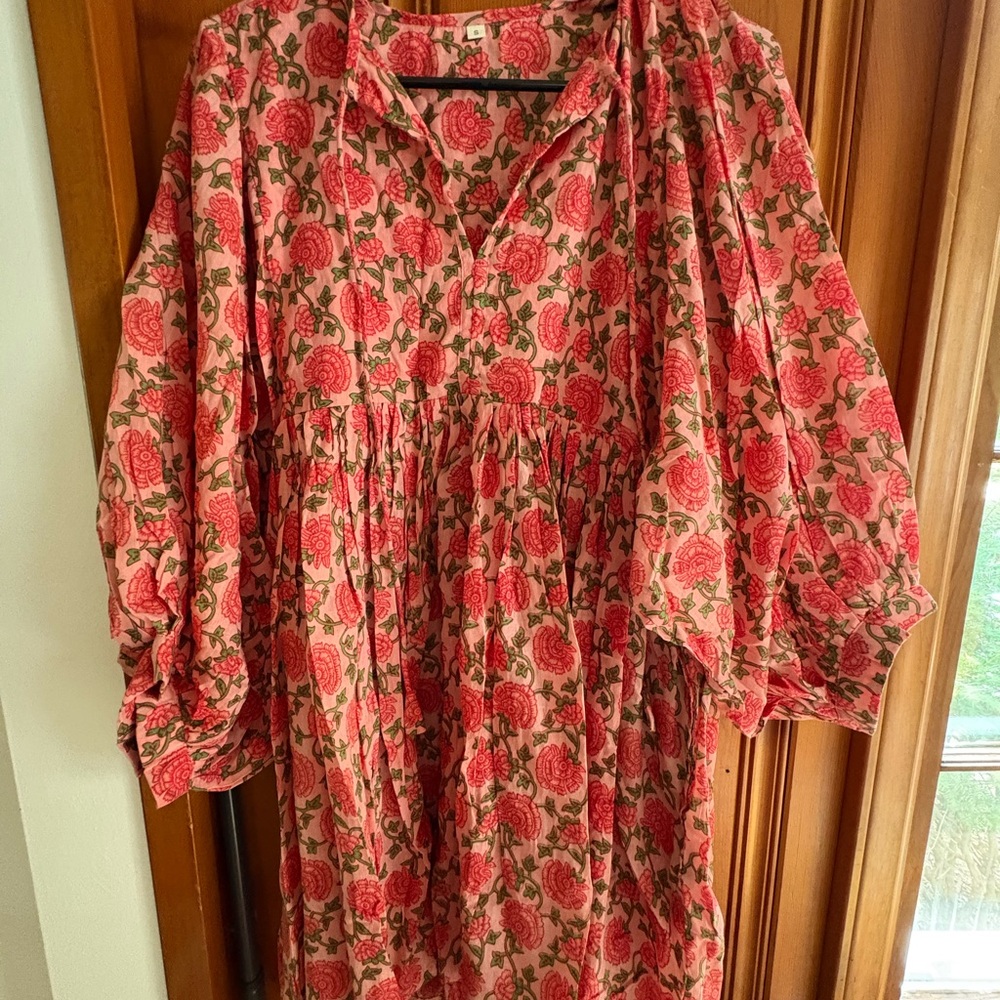 Floral Pink and Green Dress